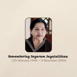 J. Jayalalithaa Punyatithi whatsapp status poster