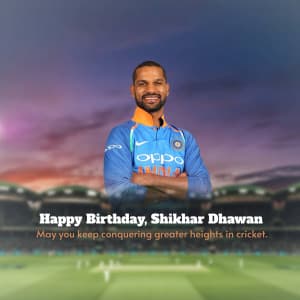 Shikhar Dhawan birthday marketing flyer