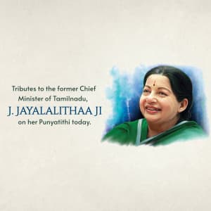 J. Jayalalithaa Punyatithi Facebook Poster