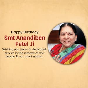 Anandiben Patel Birthday whatsapp status poster