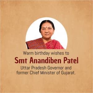 Anandiben Patel Birthday Facebook Poster