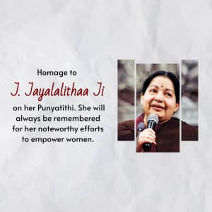 J. Jayalalithaa Punyatithi event advertisement