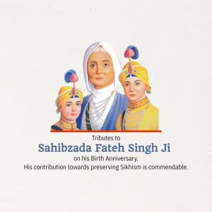 Sahibzada Fateh Singh Birth Anniversary graphic