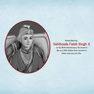 Sahibzada Fateh Singh Birth Anniversary Facebook Poster