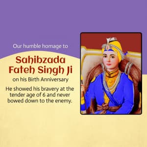 Sahibzada Fateh Singh Birth Anniversary poster Maker