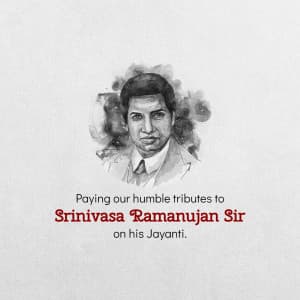 Srinivasa Ramanujan Jayanti marketing poster