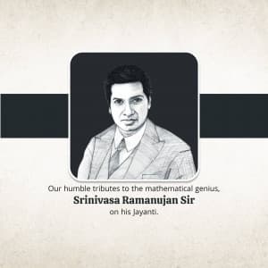 Srinivasa Ramanujan Jayanti whatsapp status poster