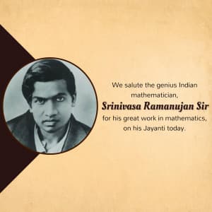 Srinivasa Ramanujan Jayanti Facebook Poster