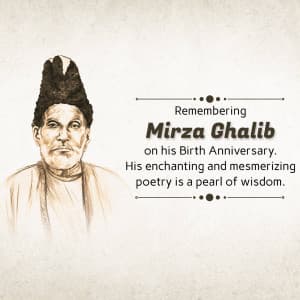 Mirza Ghalib Jayanti marketing flyer