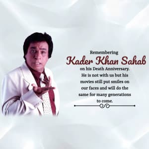 Kader Khan Death Anniversary poster Maker