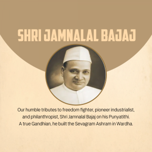 Jamnalal Bajaj Punyatithi marketing flyer