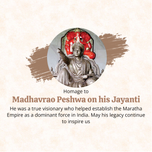 Madhavrao Peshwa Jayanti whatsapp status poster