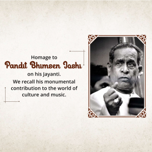 Bhimsen Joshi Jayanti whatsapp status poster