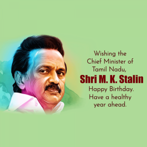 M. K. Stalin Birthday Facebook Poster