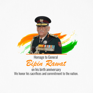 Bipin Rawat Jayanti greeting image