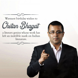 Chetan Bhagat Birthday whatsapp status poster