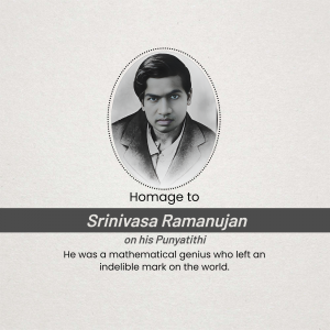 Srinivasa Ramanujan Punyatithi creative image