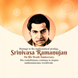 Srinivasa Ramanujan Punyatithi whatsapp status poster