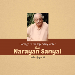 Narayan Sanyal Jayanti whatsapp status poster