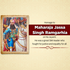 Maharaja Jassa Singh Ramgarhia Birth Anniversary whatsapp status poster