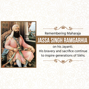 Maharaja Jassa Singh Ramgarhia Birth Anniversary marketing poster