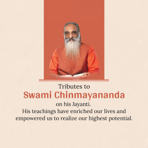 Swami Chinmayananda Saraswati Jayanti Facebook Poster