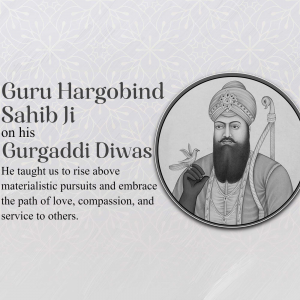 Guru Hargobind Sahib Gurgaddi Diwas whatsapp status poster