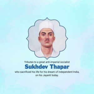 Sukhdev Thapar Jayanti whatsapp status poster