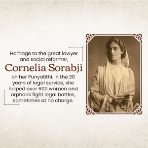 Cornelia Sorabji Punyatithi marketing flyer