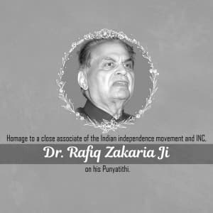 Dr. Rafiq Zakaria Ji Punyatithi whatsapp status poster