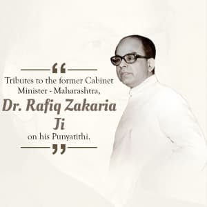 Dr. Rafiq Zakaria Ji Punyatithi Facebook Poster