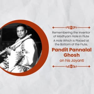 Pandit Pannalal Ghosh Ji Jayanti marketing poster