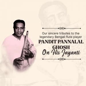 Pandit Pannalal Ghosh Ji Jayanti whatsapp status poster