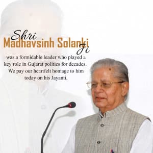 Shri Madhavsinh Solanki Jayanti Instagram Post