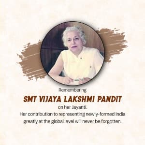 Vijaya Lakshmi Pandit Jayanti marketing poster