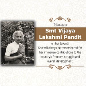 Vijaya Lakshmi Pandit Jayanti graphic