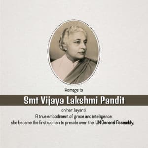 Vijaya Lakshmi Pandit Jayanti creative image