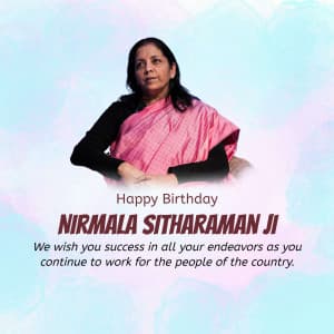 Nirmala Sitharaman Birthday marketing flyer