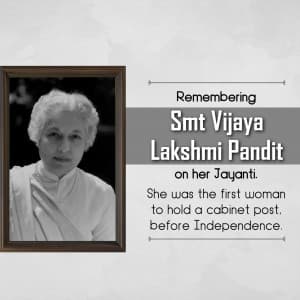 Vijaya Lakshmi Pandit Jayanti marketing flyer