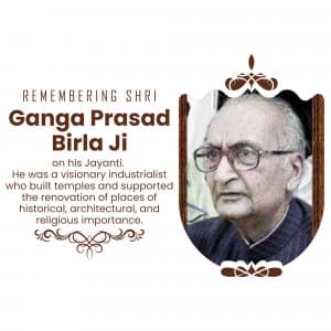 Ganga Prasad Birla Ji Jayanti marketing flyer