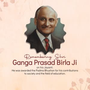 Ganga Prasad Birla Ji Jayanti whatsapp status poster