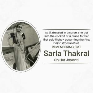 Sarla Thakral Ji Jayanti marketing poster