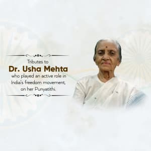 Dr. Usha Mehta Ji Punyatithi Facebook Poster