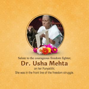 Dr. Usha Mehta Ji Punyatithi graphic