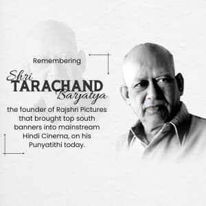 Shri Tarachand Barjatya Punyatithi graphic