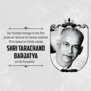 Shri Tarachand Barjatya Punyatithi event poster