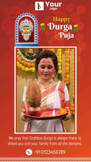 Durga Puja Story Wishes Facebook Poster