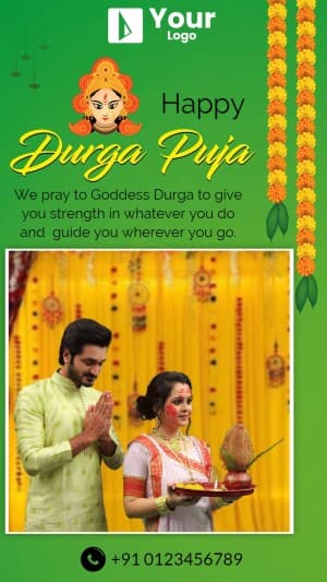 Durga Puja Story Wishes Social Media poster