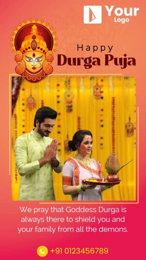 Durga Puja Story Wishes Instagram Post template