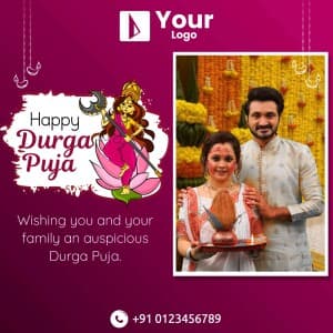 Durga Puja Wishes Template flyer